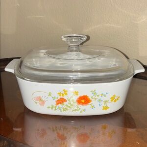Vintage Corningware Wildflower covered casserole